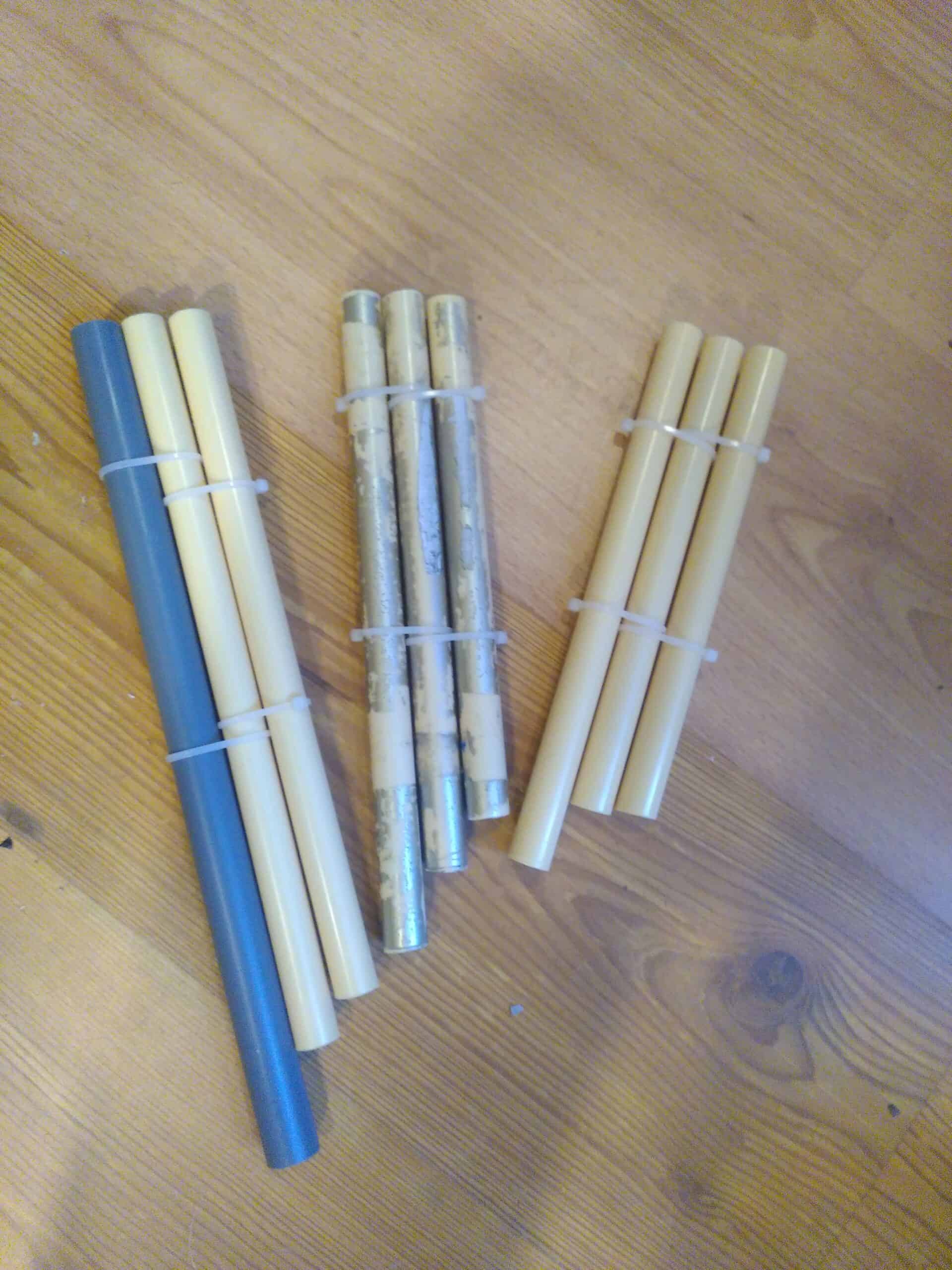 3 zelfgemaakte panfluiten