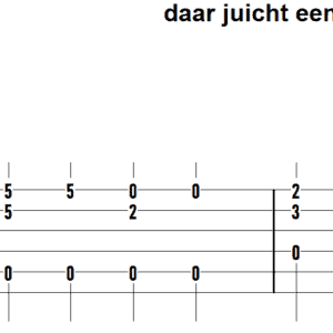 Daar juicht een toon gitaar toonsoort A alle 4 de TABs