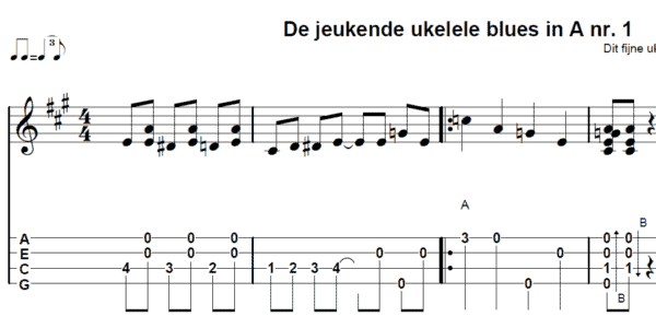 afbeelding de jeukende ukelele blues tab en noten