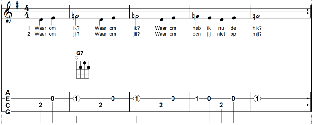 afbeelding bij ukelele akkoorden ukelele liedje waarom ik met g7akkoord